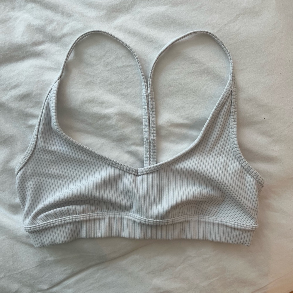 ALO Yoga Ribbed Blissful Bra (White)